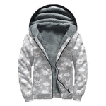 Rabbit And Cloud Pattern Print Sherpa Lined Zip Up Hoodie