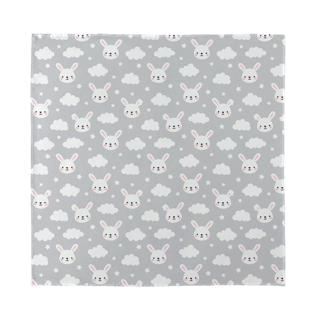 Rabbit And Cloud Pattern Print Silk Bandana