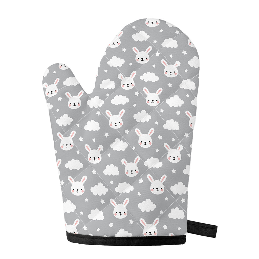 Rabbit And Cloud Pattern Print Single Oven Mitt