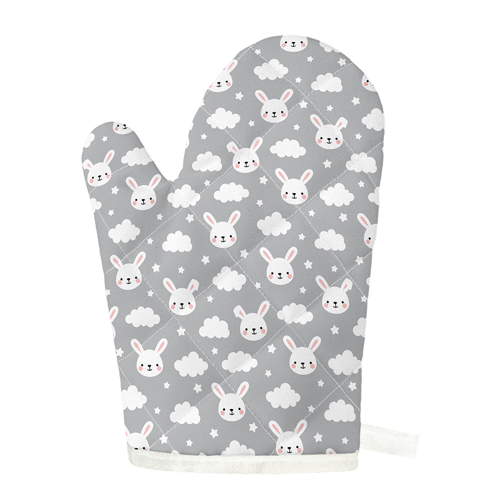 Rabbit And Cloud Pattern Print Single Oven Mitt