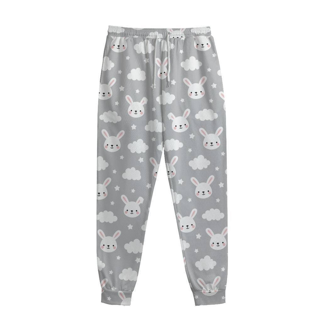 Rabbit And Cloud Pattern Print Sweatpants