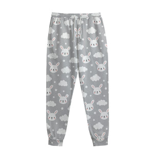 Rabbit And Cloud Pattern Print Sweatpants