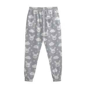 Rabbit And Cloud Pattern Print Sweatpants