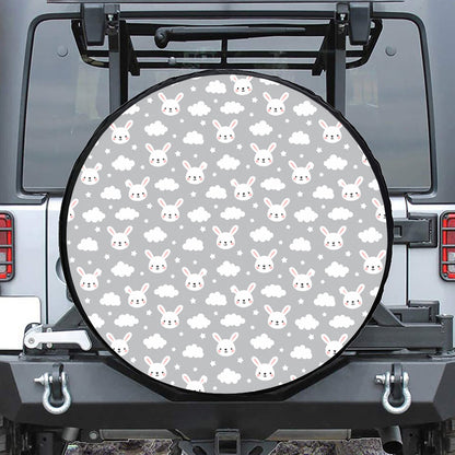 Rabbit And Cloud Pattern Print Tire Cover