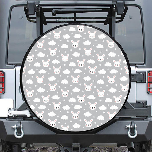 Rabbit And Cloud Pattern Print Tire Cover