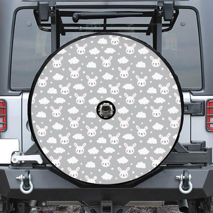 Rabbit And Cloud Pattern Print Tire Cover With Camera Hole