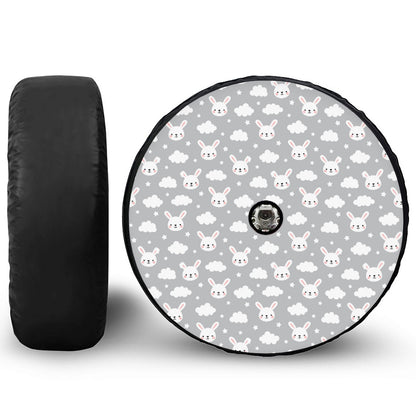 Rabbit And Cloud Pattern Print Tire Cover With Camera Hole