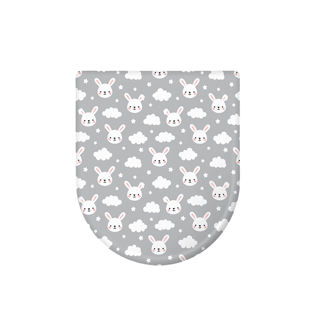 Rabbit And Cloud Pattern Print Toilet Lid Cover