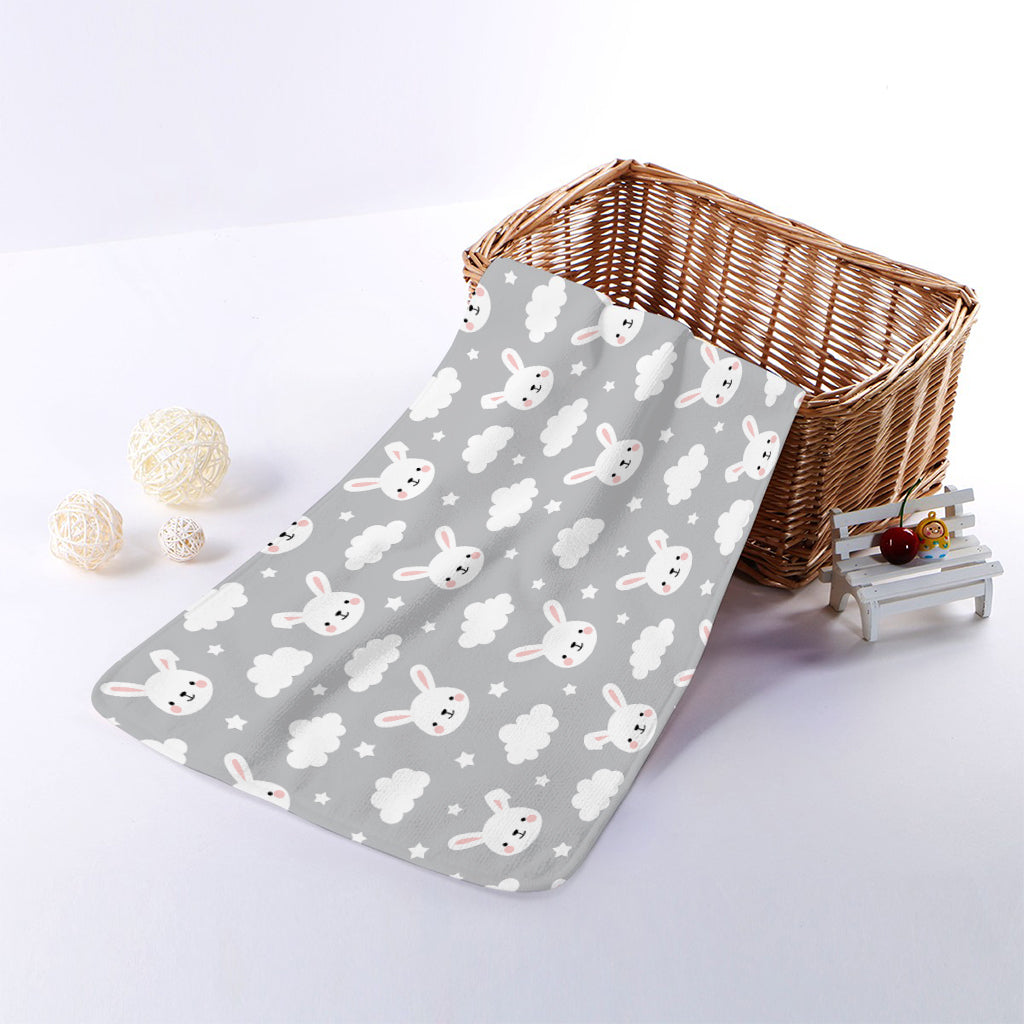 Rabbit And Cloud Pattern Print Towel