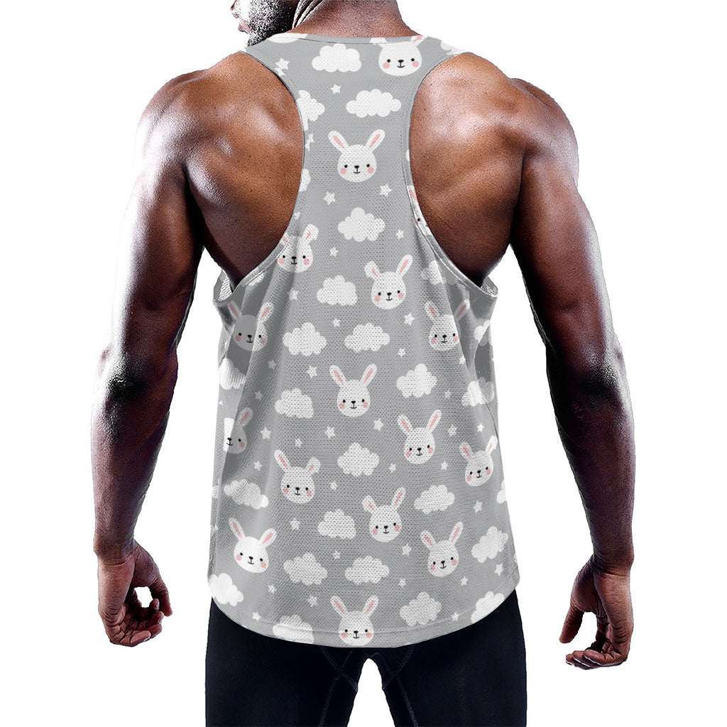 Rabbit And Cloud Pattern Print Training Tank Top
