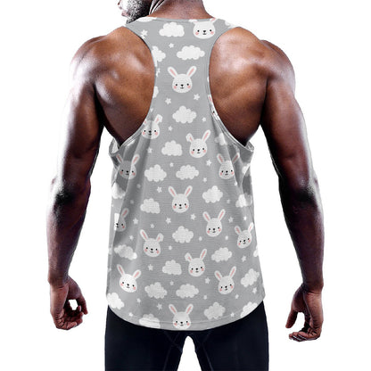 Rabbit And Cloud Pattern Print Training Tank Top