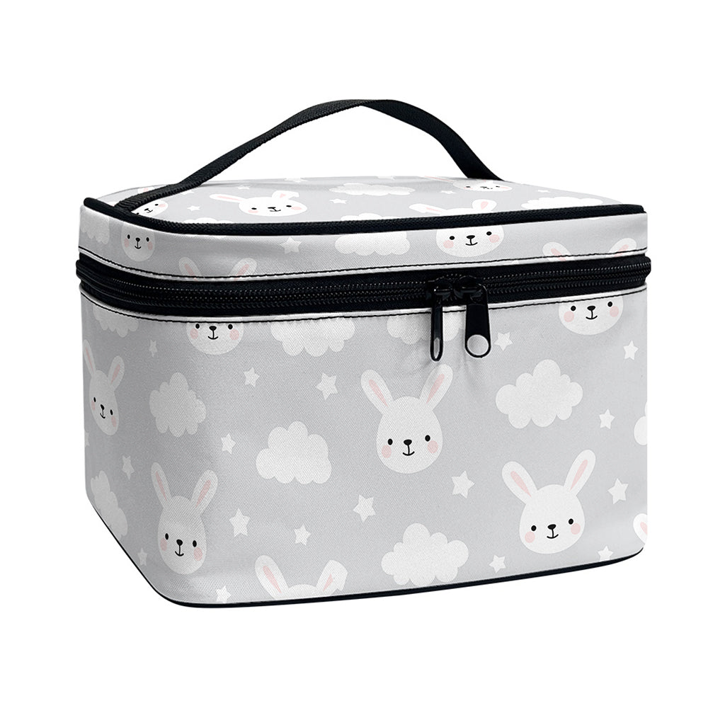 Rabbit And Cloud Pattern Print Travel Makeup Bag