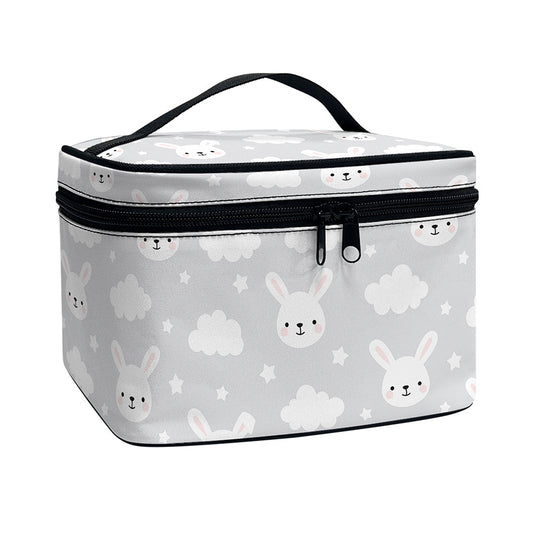 Rabbit And Cloud Pattern Print Travel Makeup Bag