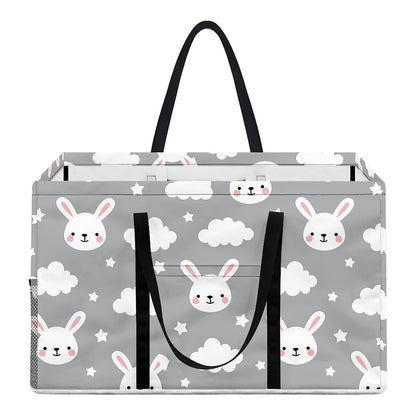 Rabbit And Cloud Pattern Print Utility Tote Bag