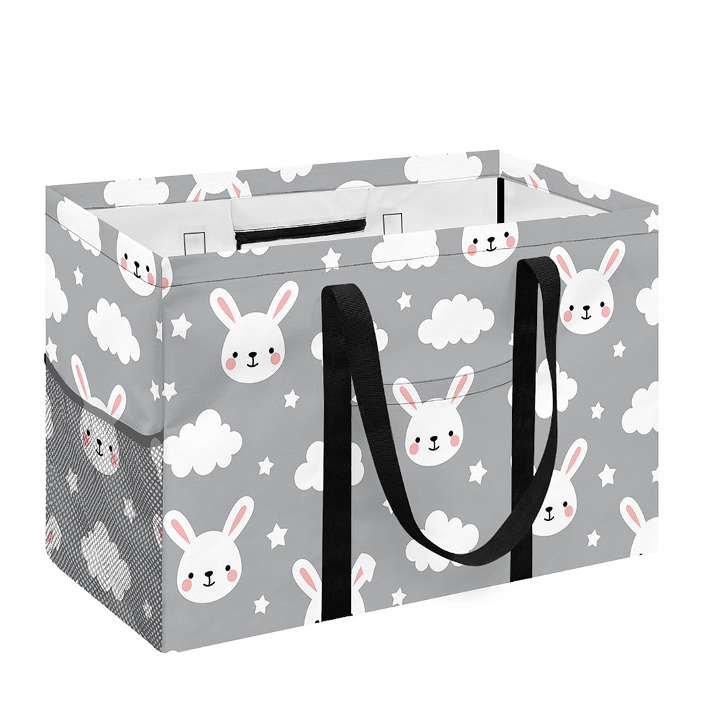 Rabbit And Cloud Pattern Print Utility Tote Bag
