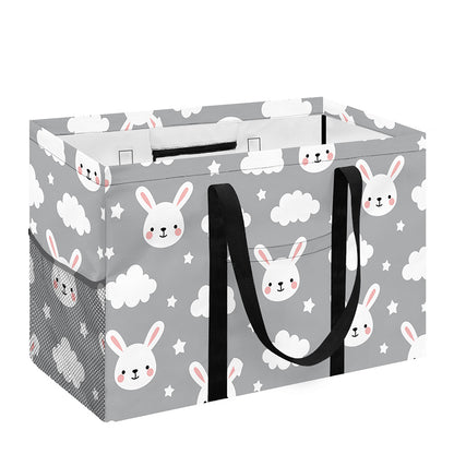 Rabbit And Cloud Pattern Print Utility Tote Bag
