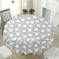 Rabbit And Cloud Pattern Print Waterproof Round Tablecloth