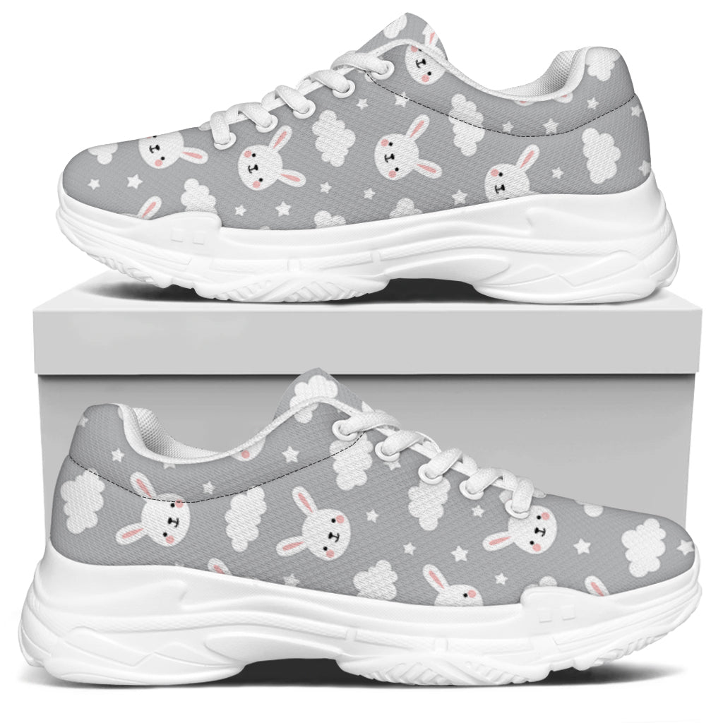 Rabbit And Cloud Pattern Print White Chunky Shoes