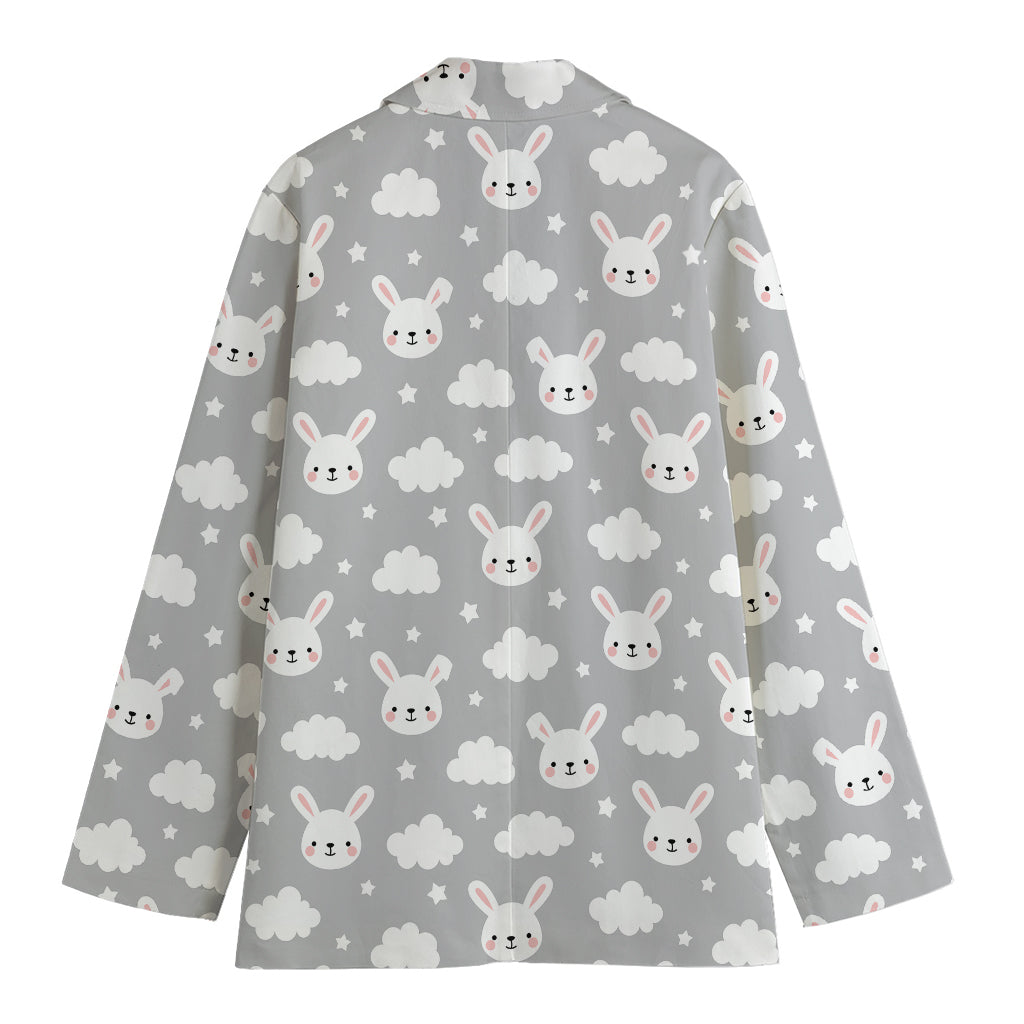 Rabbit And Cloud Pattern Print Women's Blazer