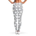 Rabbit And Cloud Pattern Print Women's Leggings