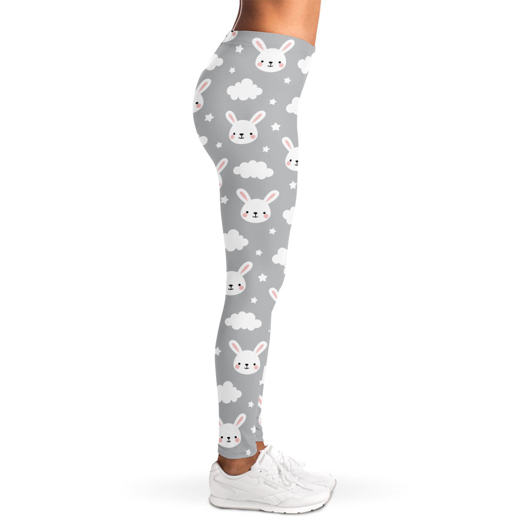 Rabbit And Cloud Pattern Print Women's Leggings