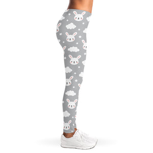 Rabbit And Cloud Pattern Print Women's Leggings