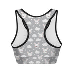 Rabbit And Cloud Pattern Print Women's Sports Bra