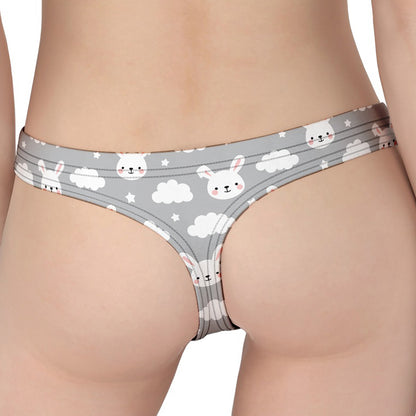 Rabbit And Cloud Pattern Print Women's Thong