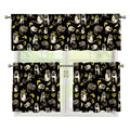 Raccoon And Banana Pattern Print 3 Piece Kitchen Curtains