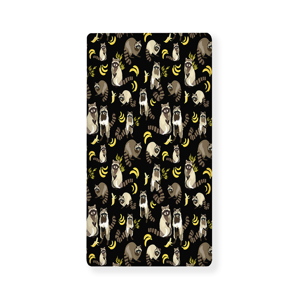 Raccoon And Banana Pattern Print Baby Crib Sheet