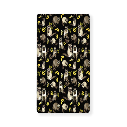 Raccoon And Banana Pattern Print Baby Crib Sheet