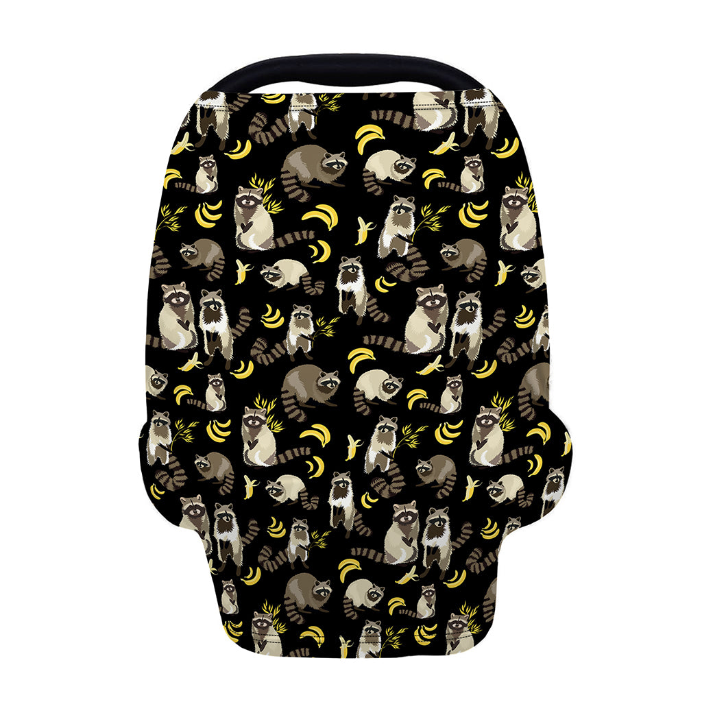 Raccoon And Banana Pattern Print Baby Seat Cover