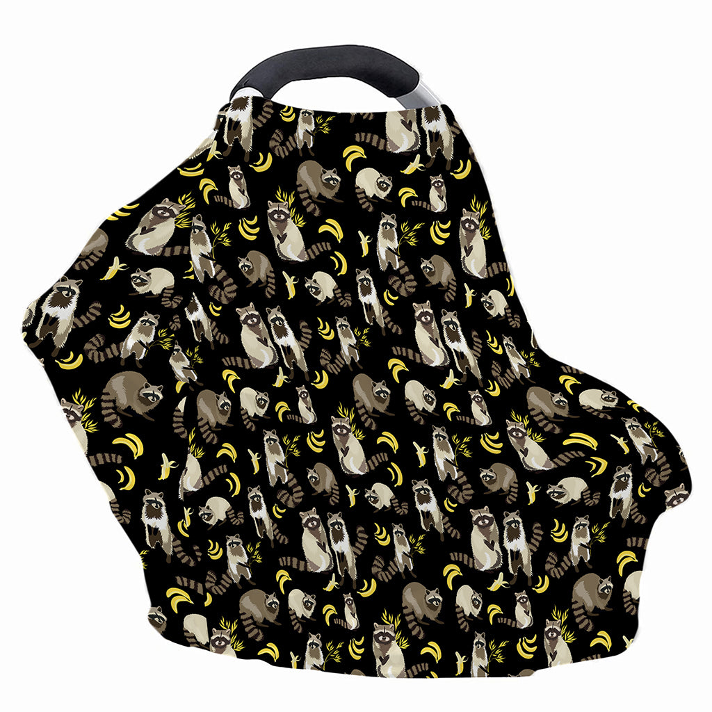 Raccoon And Banana Pattern Print Baby Seat Cover