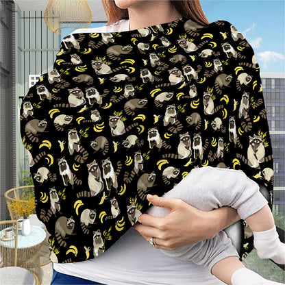 Raccoon And Banana Pattern Print Baby Seat Cover