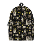 Raccoon And Banana Pattern Print Backpack