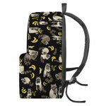 Raccoon And Banana Pattern Print Backpack