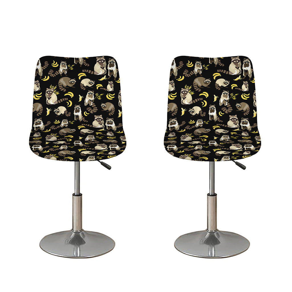 Raccoon And Banana Pattern Print Bar Stool Covers