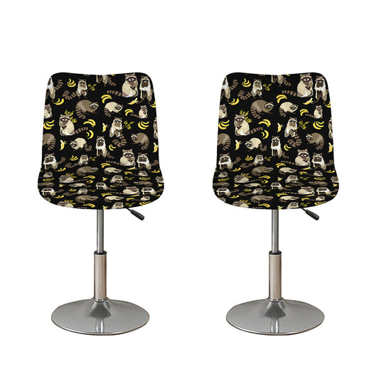 Raccoon And Banana Pattern Print Bar Stool Covers