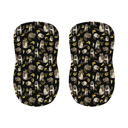Raccoon And Banana Pattern Print Bar Stool Covers