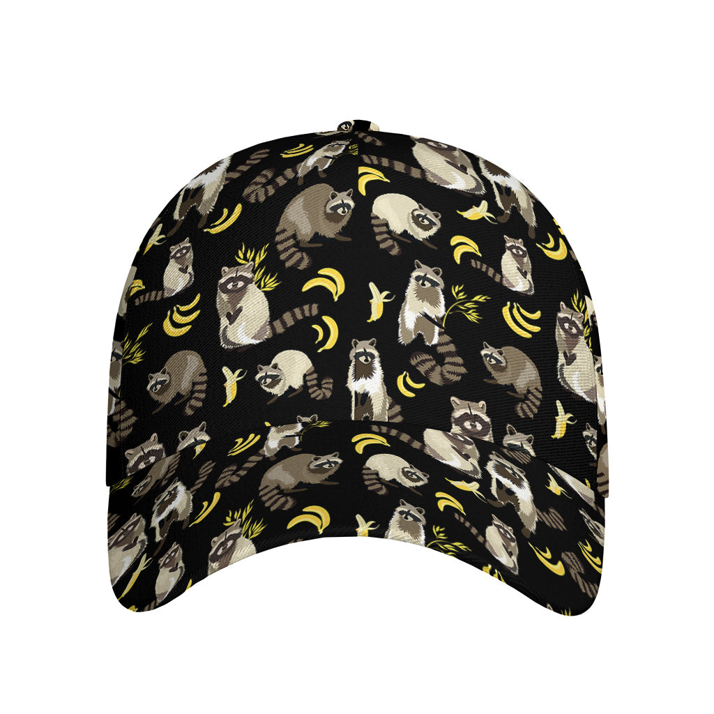 Raccoon And Banana Pattern Print Baseball Cap