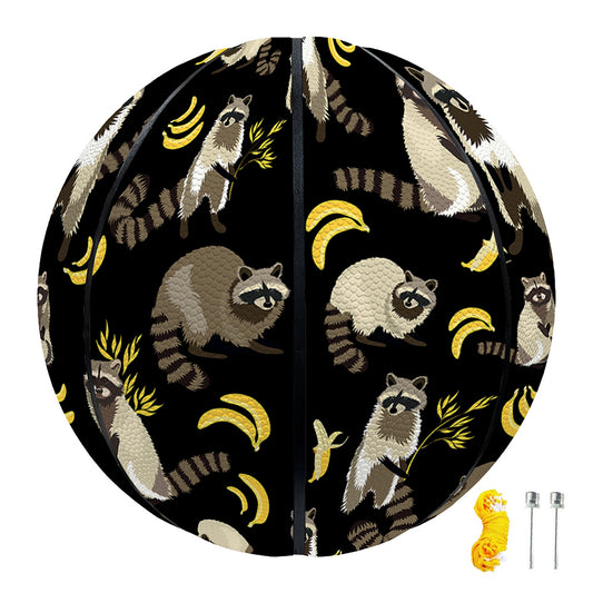 Raccoon And Banana Pattern Print Basketball