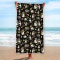 Raccoon And Banana Pattern Print Beach Towel