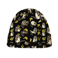 Raccoon And Banana Pattern Print Beanie
