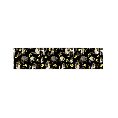 Raccoon And Banana Pattern Print Bed Runner