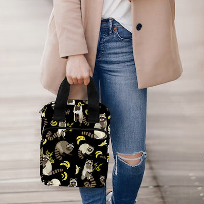 Raccoon And Banana Pattern Print Bible Tote Bag