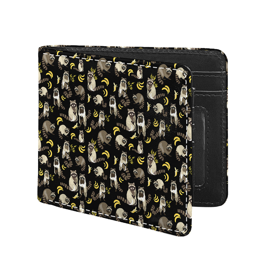 Raccoon And Banana Pattern Print Bifold Wallet