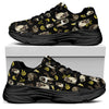 Raccoon And Banana Pattern Print Black Chunky Shoes