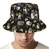 Raccoon And Banana Pattern Print Bucket Hat