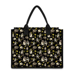 Raccoon And Banana Pattern Print Canvas Tote Bag