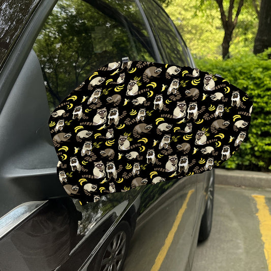 Raccoon And Banana Pattern Print Car Side Mirror Covers